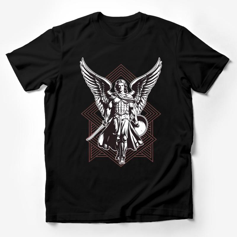 Angel Warrior Graphic Tee, Winged Guardian T-Shirt, Fantasy Art Unisex Shirt Male T-Shirt