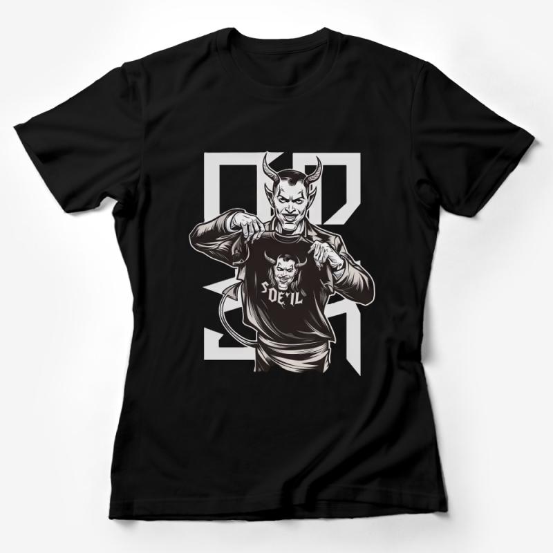 Men's Devil Graphic T-Shirt, Edgy Streetwear, Urban Gothic Style Tee, Unique Demonic Illustration, Casual Dark Fashion Top Female T-Shirt