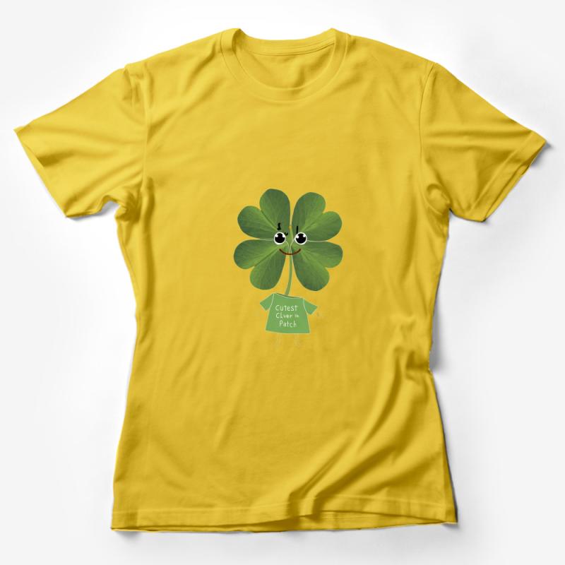 Cute Clover Character T-Shirt, Lucky Charm Graphic Tee, St. Patrick's Day Shirt, Unisex Green Clover Top Female T-Shirt