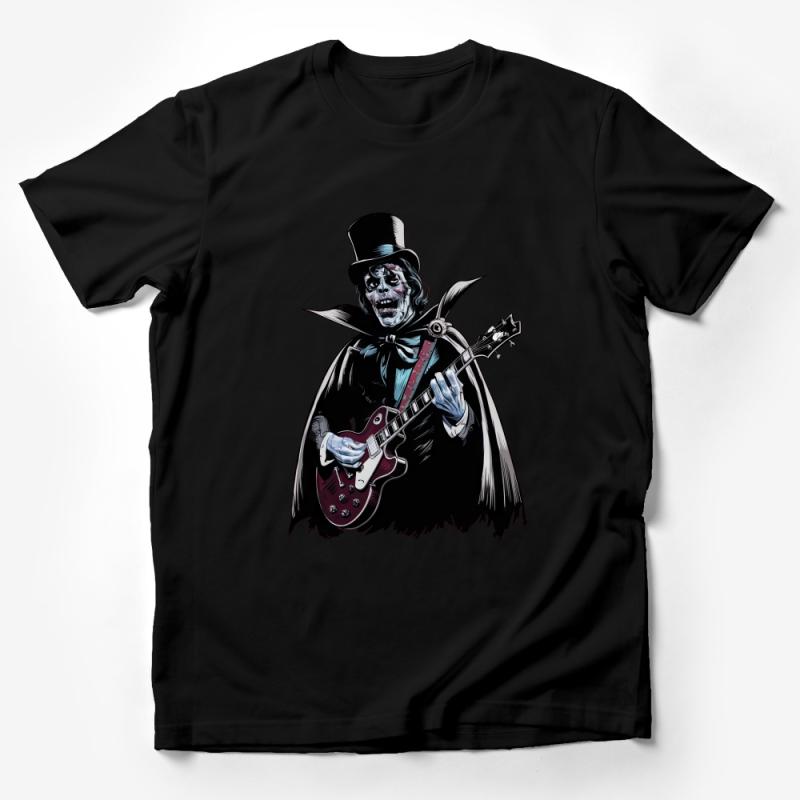 Skeleton Guitarist T-Shirt, Rock n Roll Music Lover Tee, Gothic Rocker Apparel, Unique Graphic Shirt, Unisex Adult Clothing Male T-Shirt