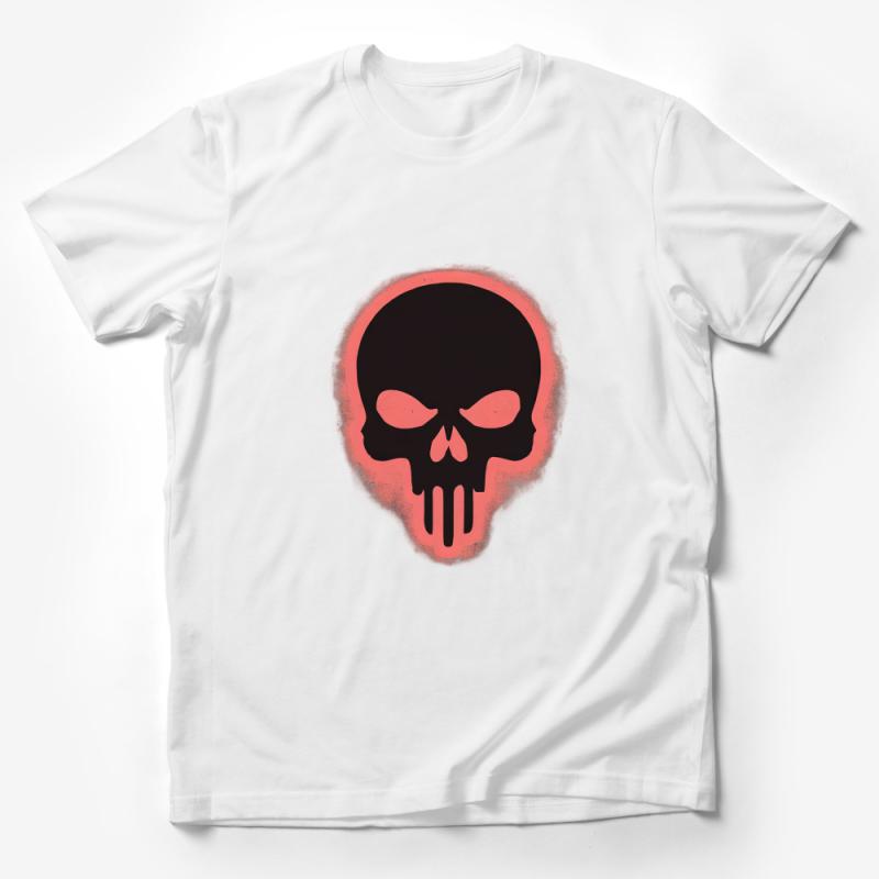 Grunge Skull T-Shirt, Unisex Pink and Black Halloween Tee, Edgy Streetwear, Urban Punk Skull Graphic Tee, Soft Cotton Shirt Male T-Shirt