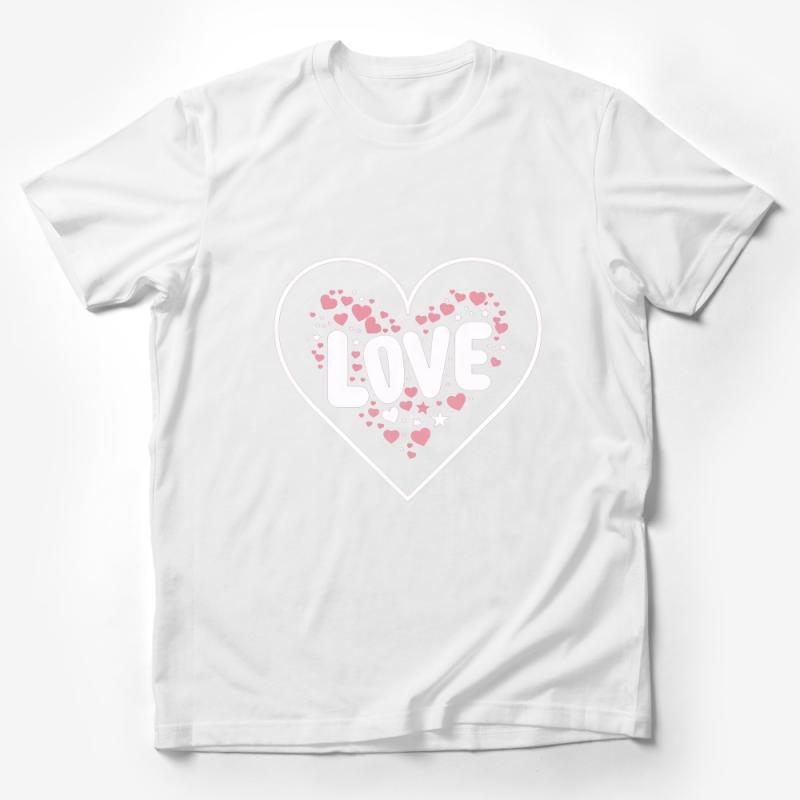 Women's Love Heart Graphic Tee, Trendy Romantic Statement Shirt, Black Cotton Casual Top, Feminine Fashion, Gift for Her Male T-Shirt