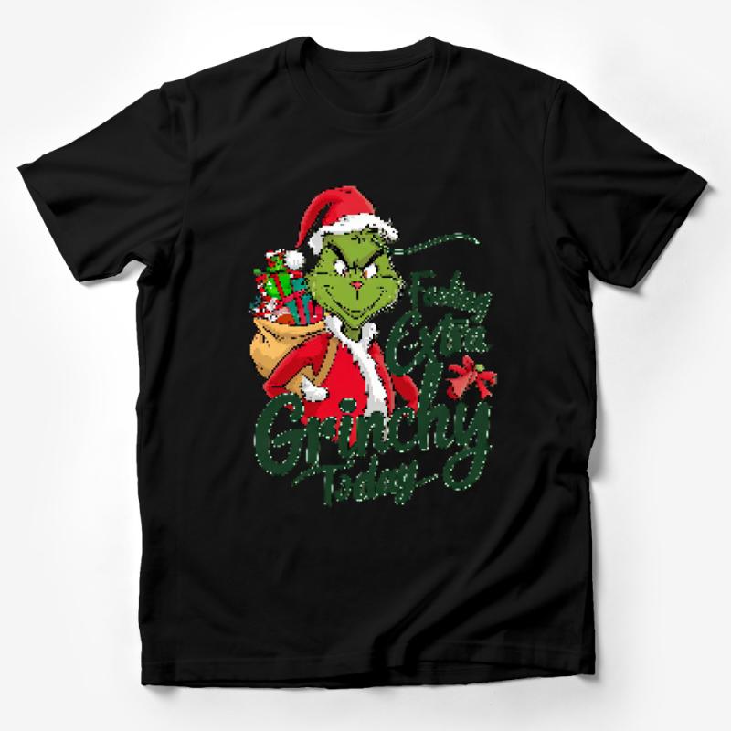 Christmas Grinch T-Shirt, Funny Holiday Tee, Feeling Extra Grinchy Today Shirt, Santa Hat and Gifts, Unisex Clothing Male T-Shirt