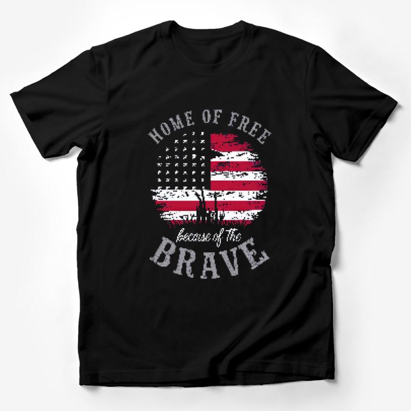 Patriotic T-Shirt Home of the Free Because of the Brave USA Flag Design Unisex Tee Male T-Shirt