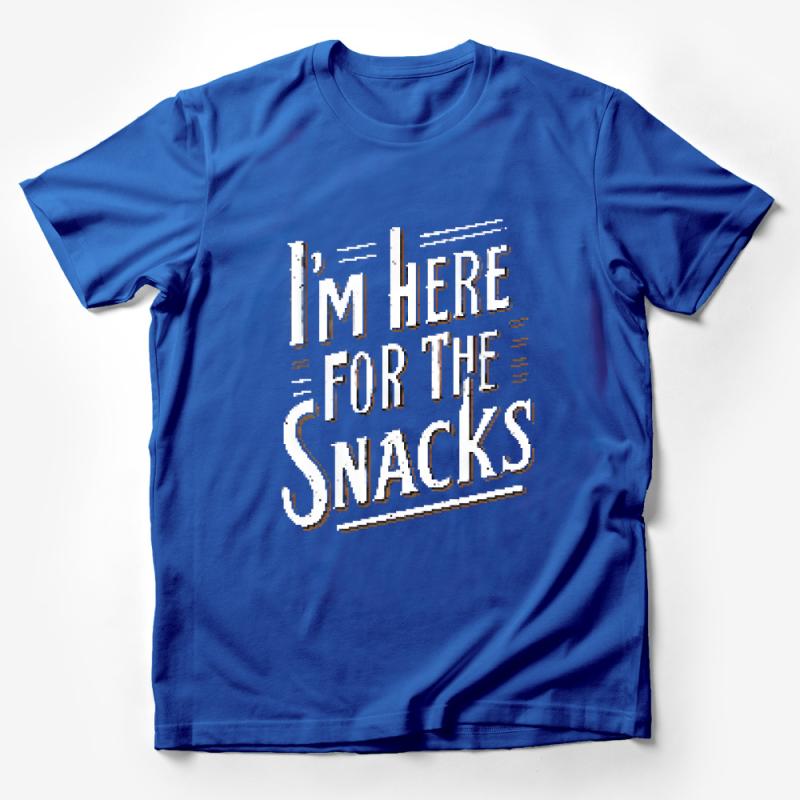 Funny Snack Lover T-Shirt, I'm Here For The Snacks Quote, Casual Foodie Tee, Unisex Snack Shirt, Gift for Friend Male T-Shirt