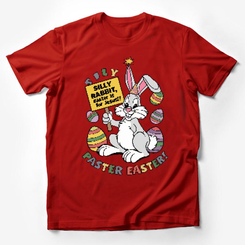 Funny Easter Bunny T-Shirt, Silly Rabbit Easter is for Jesus, Egg Hunt, Casual Spring Tee, Unisex Adult and Kids, Cute Rabbit Top Male T-Shirt