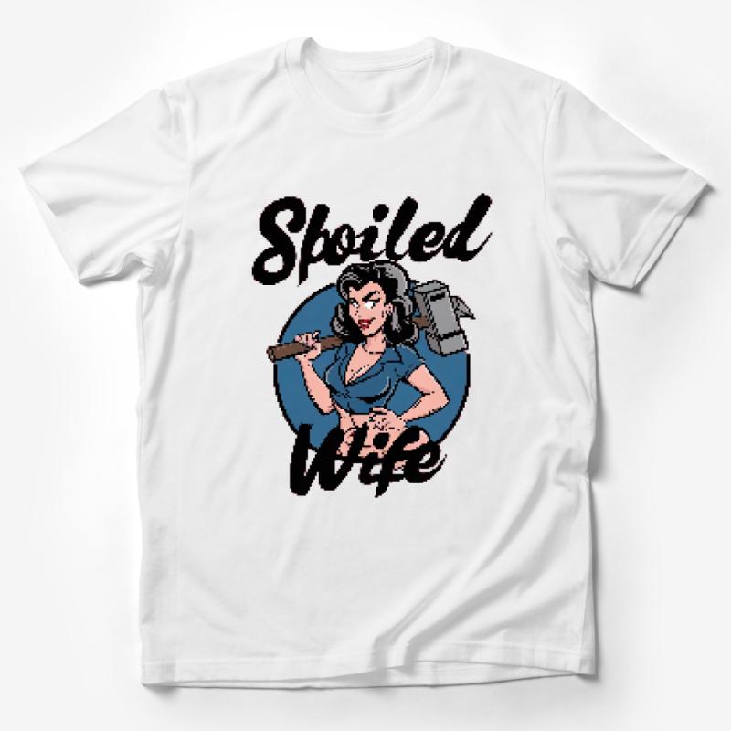 Retro Spoiled Wife Cartoon T-Shirt, Vintage Pin-Up Girl Tee, Funny Gift for Her, Unique Graphic Shirt, Feminist Fashion Top Male T-Shirt