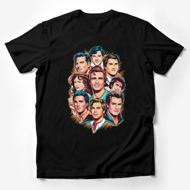 Retro Celebrity Collage T-Shirt, Vintage Style Iconic Faces Tee, Unique Pop Art Graphic Shirt, Unisex Fashion Top Male T-Shirt