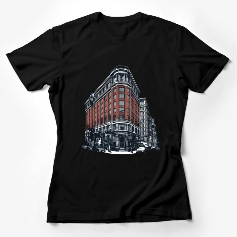 Urban Architecture Sketch T-Shirt, Artistic City Building Design Tee, Unisex Graphic Shirt, Street Scene Casual Apparel Female T-Shirt