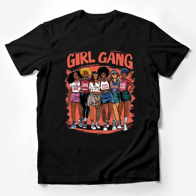 Girl Gang T-Shirt, Feminist Graphic Tee, Empowerment Women's Shirt, Unique Illustrated Female Friendship Top Male T-Shirt