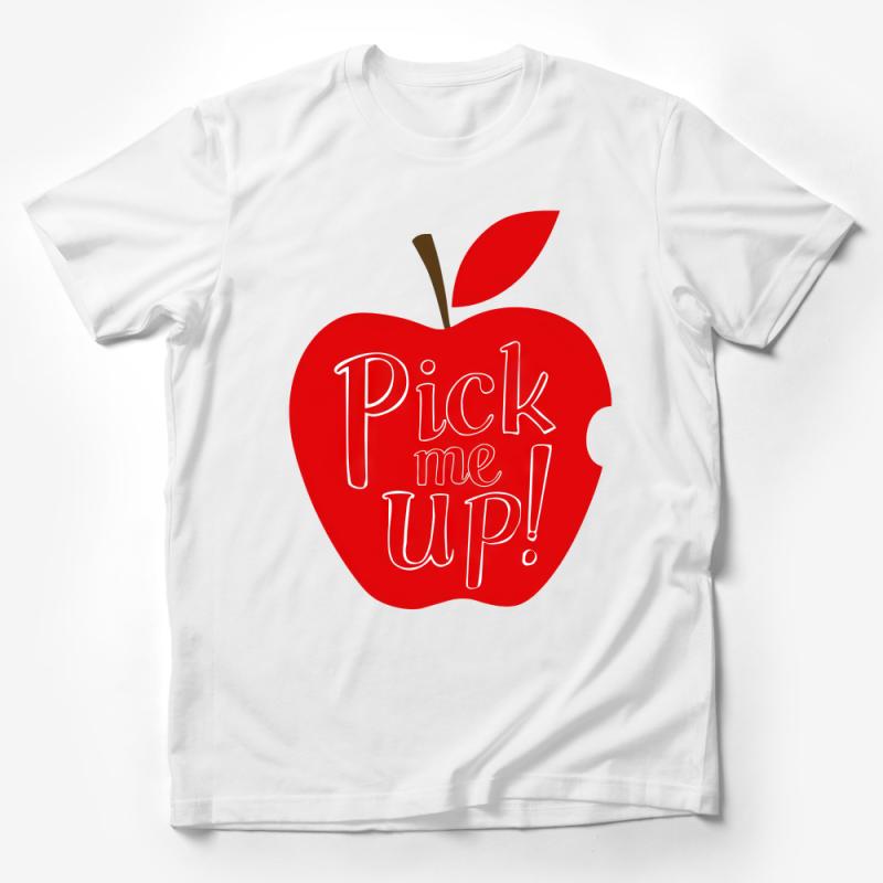 Red Apple Graphic Tee Pick Me Up!, Casual Summer T-Shirt, Fruit Design Top, Unisex Fashion Clothing, Adult Outfit Ideas, Soft Cotton Male T-Shirt