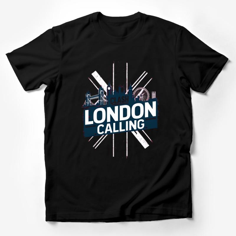 London Calling Graphic Tee, Urban Skyline T-Shirt, Designer Cityscape Shirt, Unique London Inspired Top, Fashionable Travel Clothing Male T-Shirt