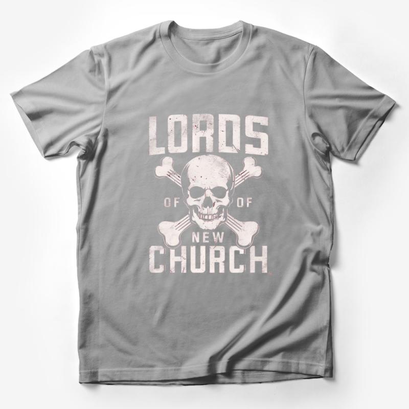 Men's Gothic Skull T-Shirt, Lords of New Church Band Tee, Rocker Style Graphic Shirt, Casual Punk Clothing, Black Cotton Top Male T-Shirt