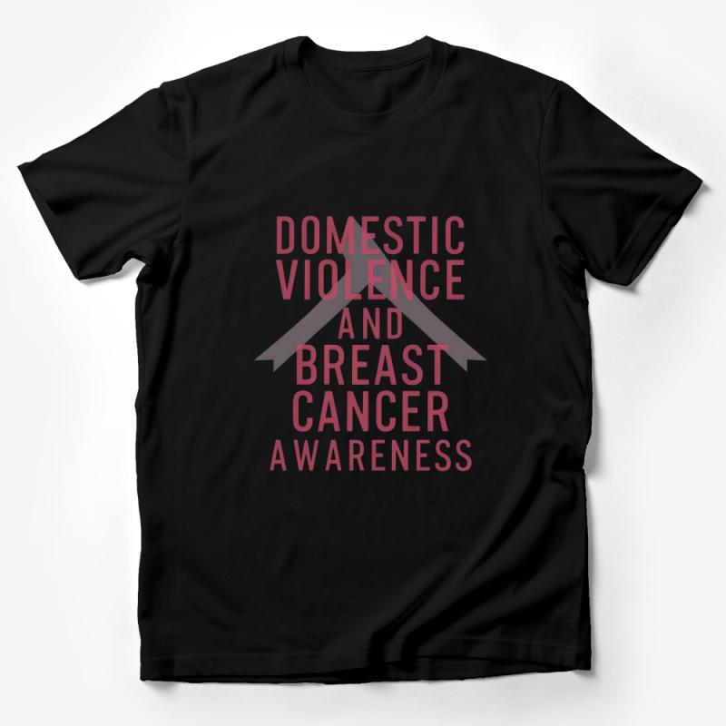 Domestic Violence and Breast Cancer Awareness T-Shirt, Support Cause Ribbon Tee, Unisex Advocacy Apparel Male T-Shirt