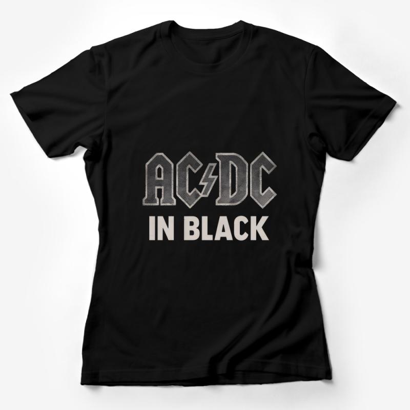 Vintage Rock Band Tee, AC/DC In Black T-Shirt, Classic Music Fan Apparel, Unisex Graphic Shirt, Concert Wear, Retro Style Clothing Female T-Shirt