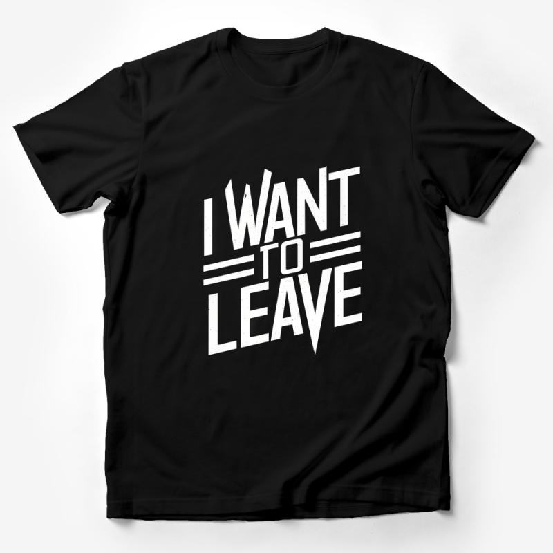 I Want To Leave UFO Slogan T-Shirt, Alien Enthusiast Cotton Tee, Sci-Fi Gift, Unisex Black Shirt Male T-Shirt