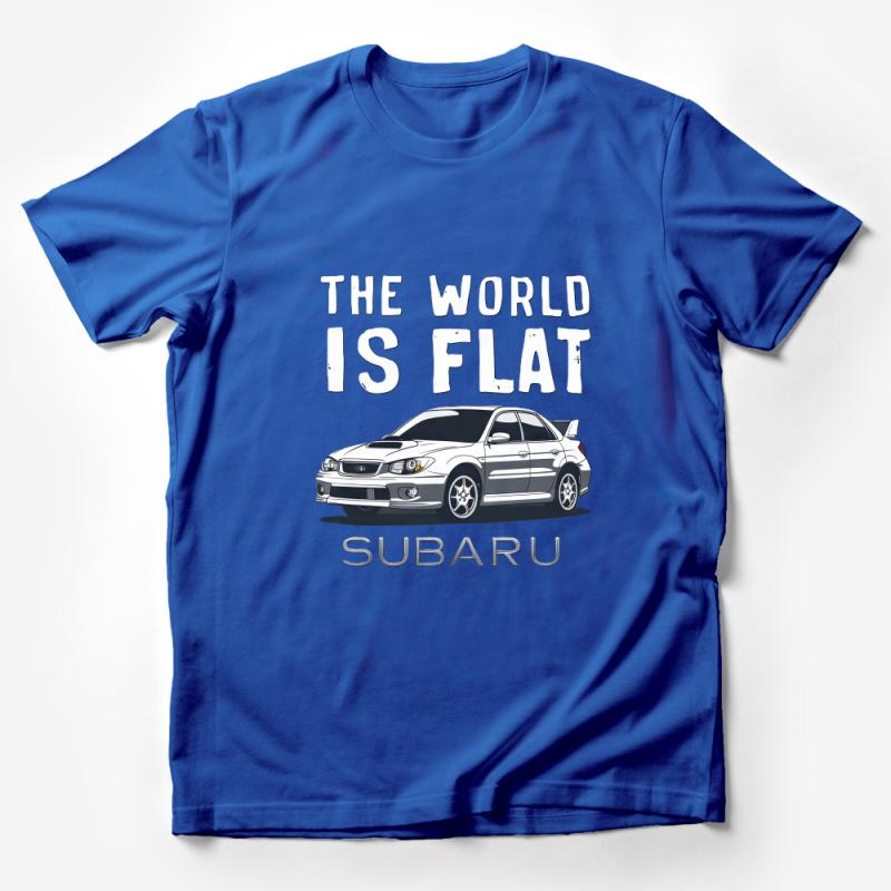 Subaru Rally Car T-Shirt, The World Is Flat Graphic Tee, Automotive Enthusiast Gift, JDM Car Culture Apparel, Unisex Cotton Shirt Male T-Shirt