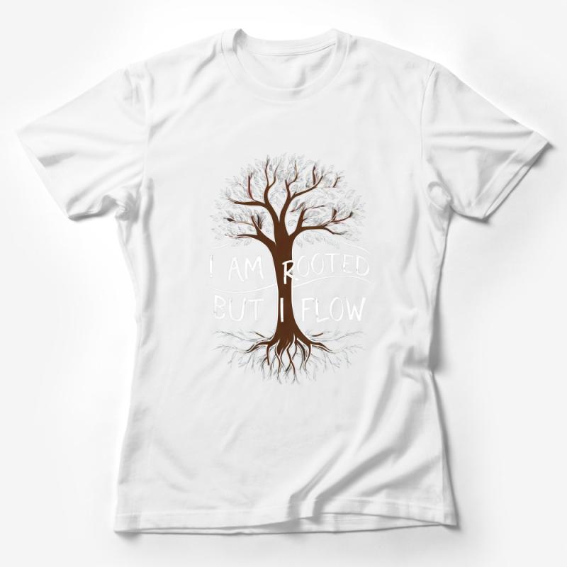 Inspirational Tree Graphic Tee I Am Rooted But I Flow - Nature Themed T-Shirt, Mindfulness Clothing, Unisex Shirt for Nature Lovers Female T-Shirt