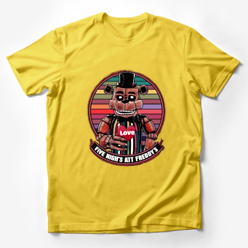 Retro Gaming T-Shirt, Love Five Nights at Freddy's Vintage Graphic Tee, Unisex Gamer Shirt, Cool Geek Gift Idea, FNAF Collectible Top Male T-Shirt