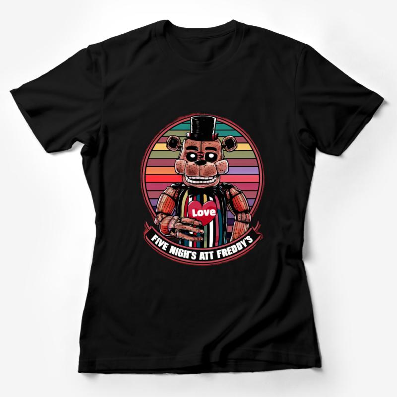 Retro Gaming T-Shirt, Love Five Nights at Freddy's Vintage Graphic Tee, Unisex Gamer Shirt, Cool Geek Gift Idea, FNAF Collectible Top Female T-Shirt