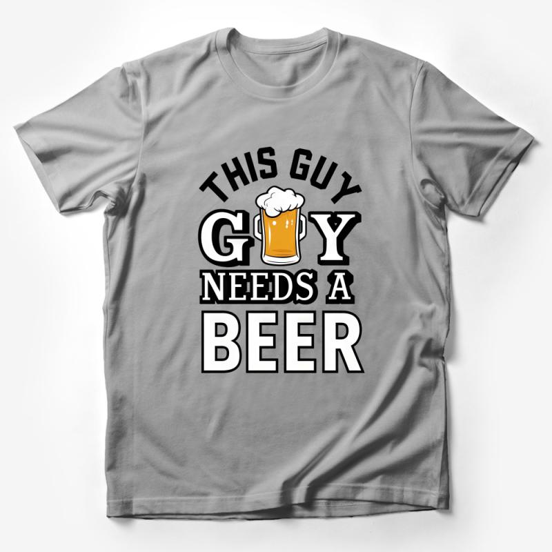 Funny Beer Lover T-Shirt, This Guy Needs A Beer Graphic Tee, Humor Party Shirt, Casual Drink Beer Day Tops, Unisex Gift Idea Male T-Shirt