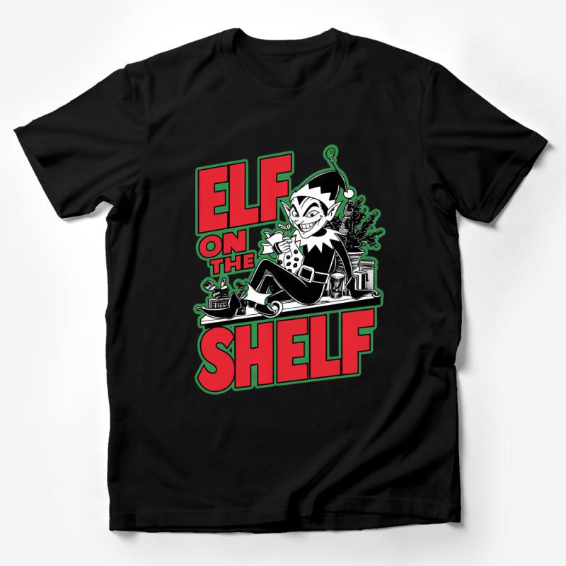 Elf on the Shelf Themed T-Shirt, Festive Holiday Graphic Tee, Christmas Casual Wear, Unisex Shirt Design, Gift Idea Male T-Shirt