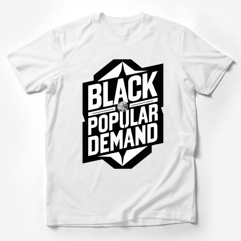 Unisex Black Popular Demand T-Shirt, Vintage Style Text Tee, Disco Ball Graphic Shirt, Casual Wear Top, Unique Fashion Statement Tee Male T-Shirt