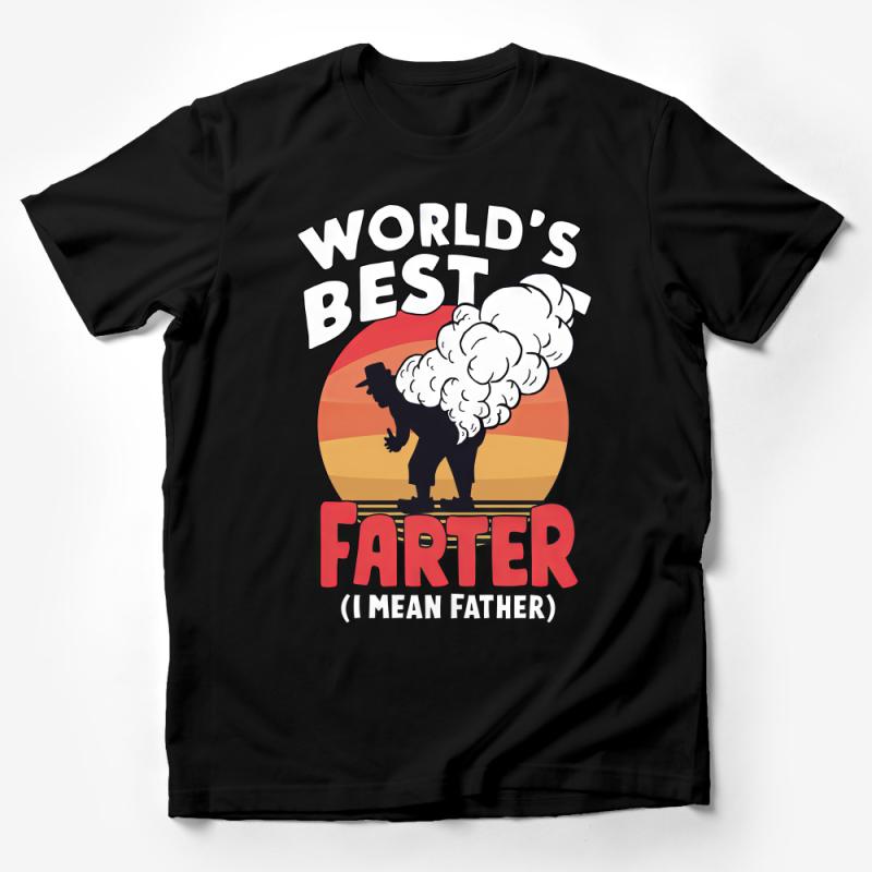 Funny Father's Day T-Shirt, World's Best Farter I Mean Father, Novelty Dad Gift, Sunset Graphic Tee, Unique Men's Humor Clothing Male T-Shirt