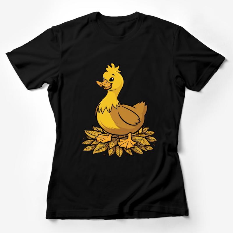 Cute Duck Cartoon T-Shirt, Unisex Graphic Tee, Casual Yellow Duck Shirt, Animal Lover Gift, Comfortable Cotton Top, Adult and Kids Sizes Female T-Shirt