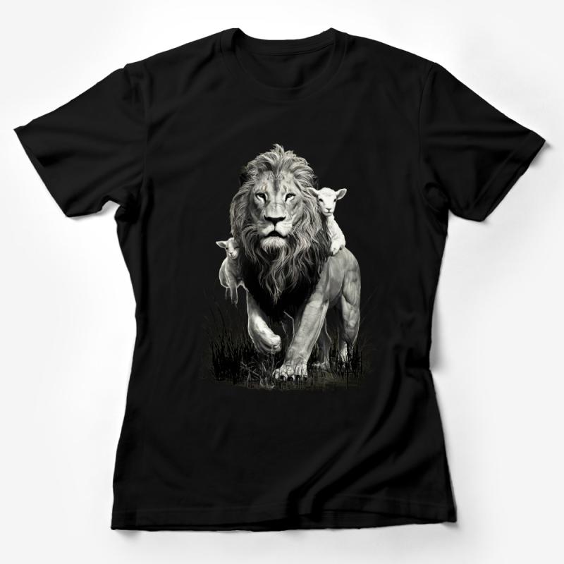 Lion and Lamb Peaceful Unity Graphic Tee, Unisex T-Shirt, Inspirational Animal Shirt, Nature Lover Gift Female T-Shirt