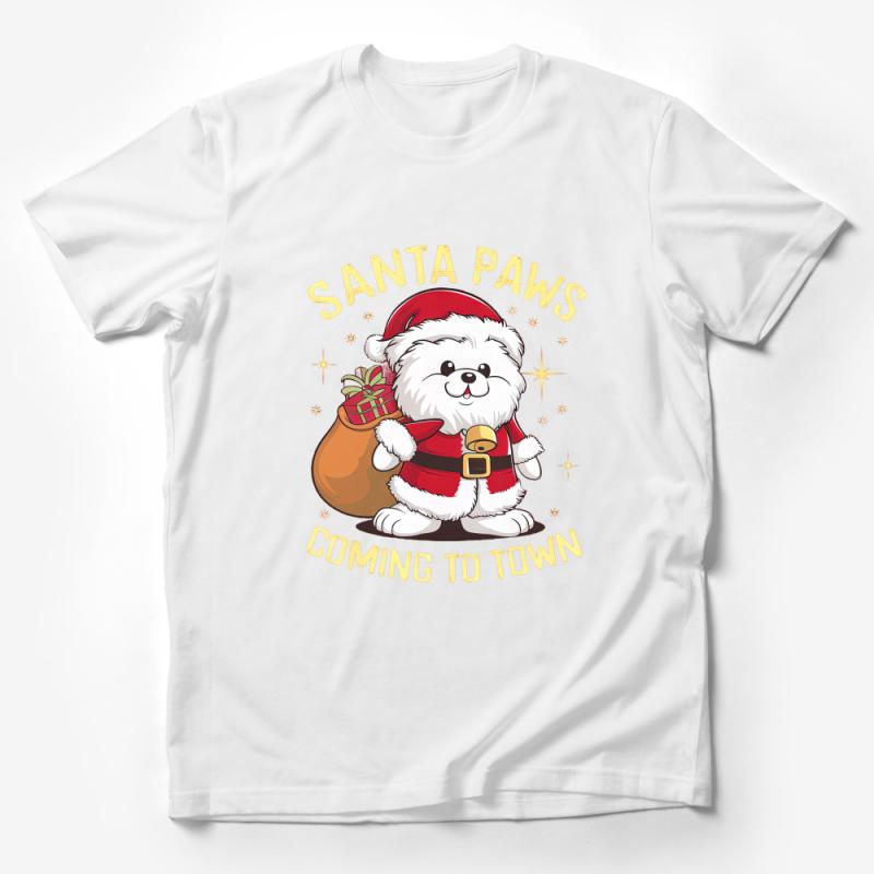 Santa Paws Dog Christmas T-Shirt, Cute Holiday Pet Tee, Festive Puppy Shirt, Santa Claus Outfit, Xmas Gift, Winter Apparel, Unisex Male T-Shirt