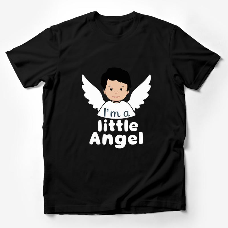 Kids Angel Wings T-Shirt, I'm a Little Angel Tee, Cute Cartoon Graphic Shirt, Unisex Child's Playful Top, Toddler Gift, Black Tee Male T-Shirt