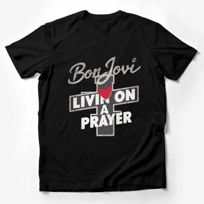 Vintage Bon Jovi Livin' On A Prayer Rock Band T-Shirt, Classic 80s Music Tee, Unisex Graphic Shirt Male T-Shirt