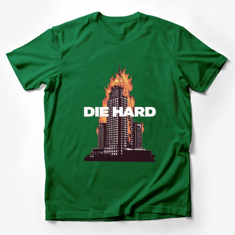 Die Hard Movie Inspired T-Shirt, Vintage Skyscraper Fire Graphic Tee, Urban Film Fan Apparel, Unique Gift for Movie Lovers Male T-Shirt