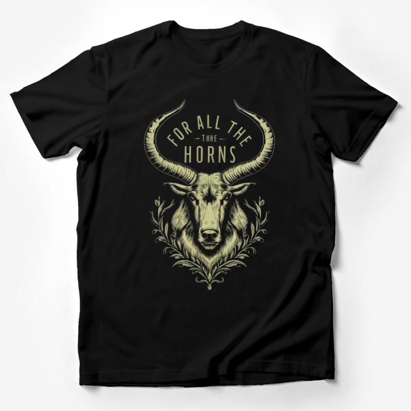 Rustic Bull Graphic Tee, Comfortable Cotton T-Shirt, For All The Horns, Nature-Inspired Unisex Top Male T-Shirt