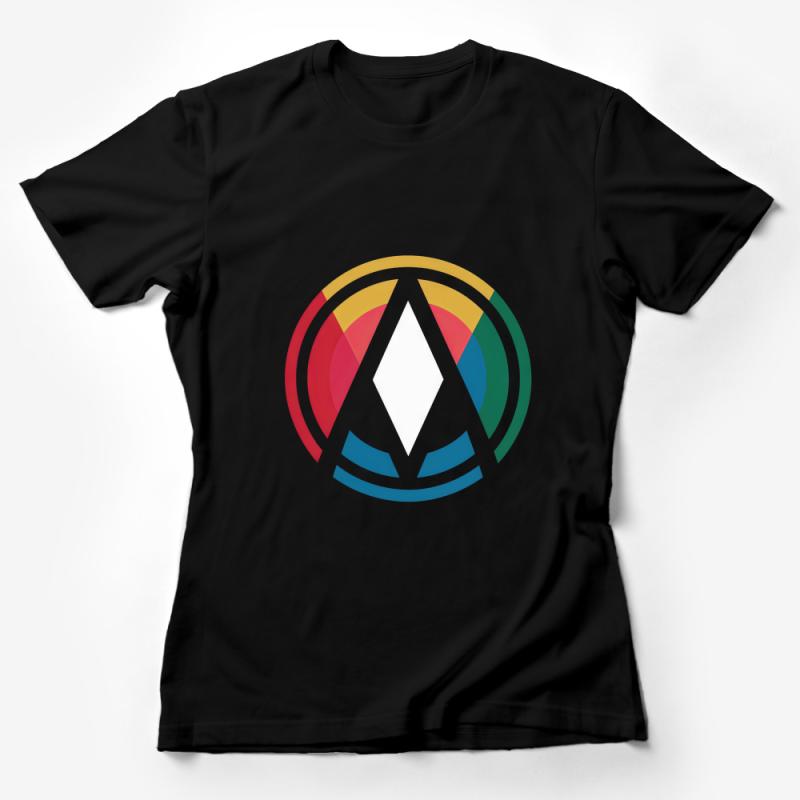 Unique Geometric Rainbow Logo Tee, Colorful Unisex T-Shirt, Casual Graphic Tee, Soft Cotton Clothing, Fashionable Apparel for All Female T-Shirt