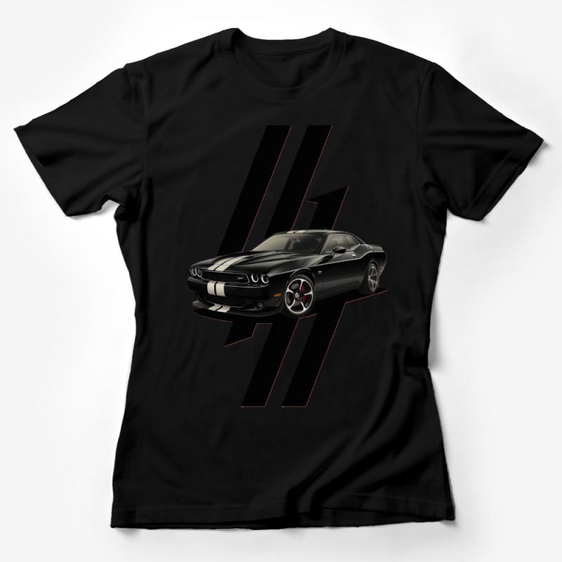 Black Muscle Car Graphic Tee, Automotive Enthusiast T-Shirt, Casual Streetwear, Cool Car Design Shirt, Unisex Clothing Gift Female T-Shirt