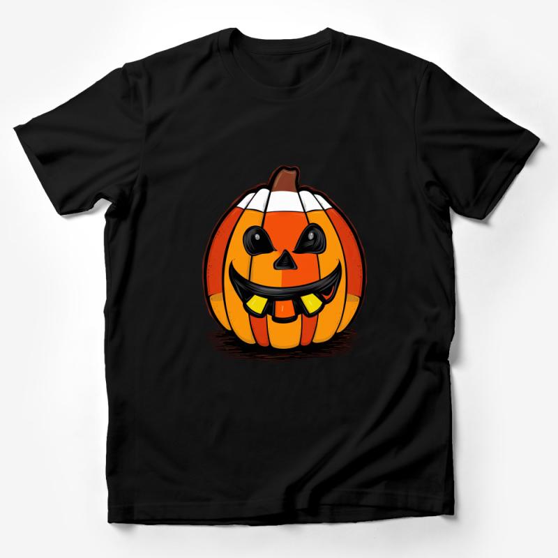 Halloween Pumpkin T-Shirt, Smiling Jack-O'-Lantern Tee, Funny Autumn October Shirt, Spooky Casual Unisex Clothing, Cute Pumpkin Top Male T-Shirt