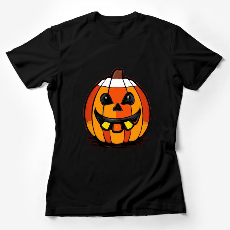 Halloween Pumpkin T-Shirt, Smiling Jack-O'-Lantern Tee, Funny Autumn October Shirt, Spooky Casual Unisex Clothing, Cute Pumpkin Top Female T-Shirt