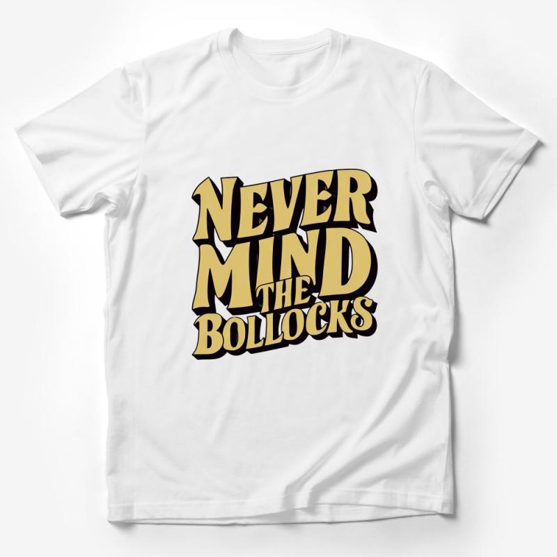 Vintage Punk Rock Slogan T-Shirt, Never Mind The Bollocks Graphic Tee, Cool Music Inspired Shirt for Fans Male T-Shirt