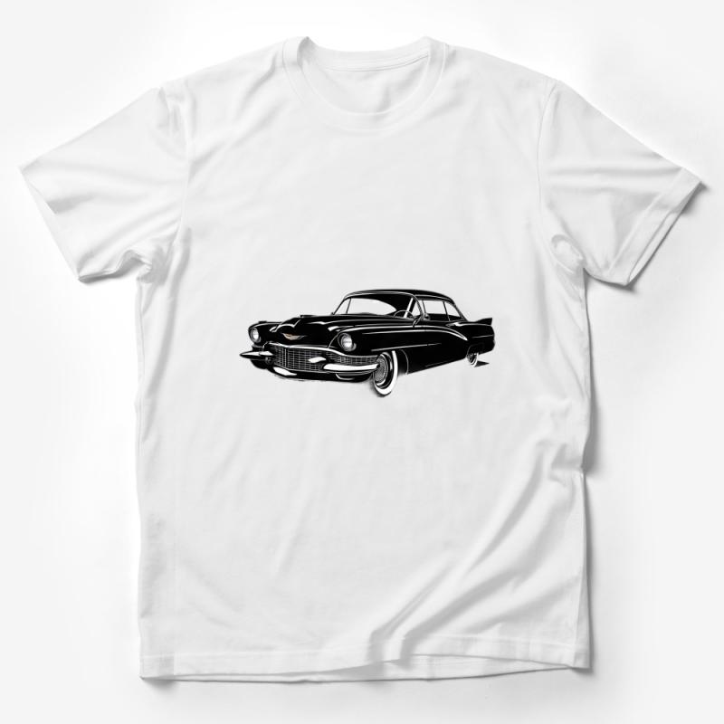 Vintage Classic Car Silhouette Black and White High-Detailed T-Shirt for Motor Enthusiasts Male T-Shirt