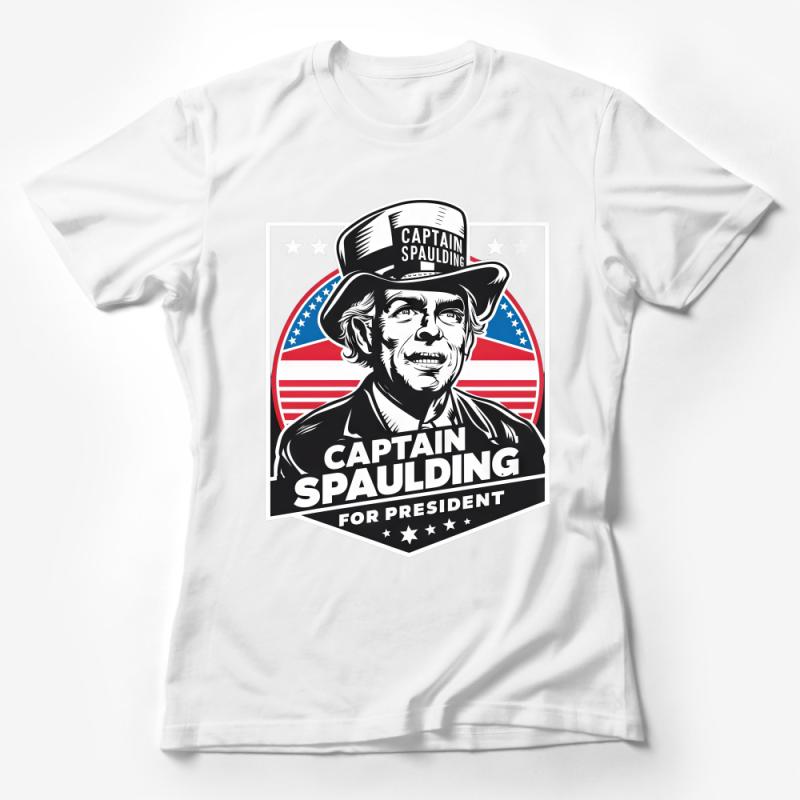 Captain Spaulding For President T-Shirt, Patriotic Movie Character Tee, Unique Horror Film Fan Apparel, Unisex Female T-Shirt