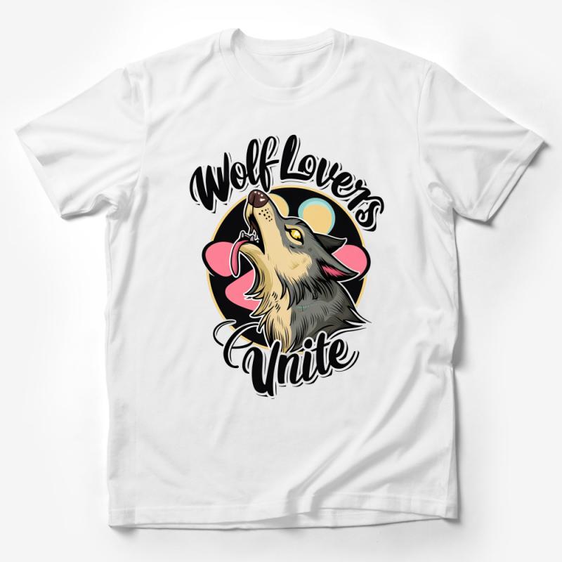 Wolf Lovers Unite Graphic Tee, Animal Lover T-Shirt, Nature Inspired Casual Wear for Men and Women Male T-Shirt