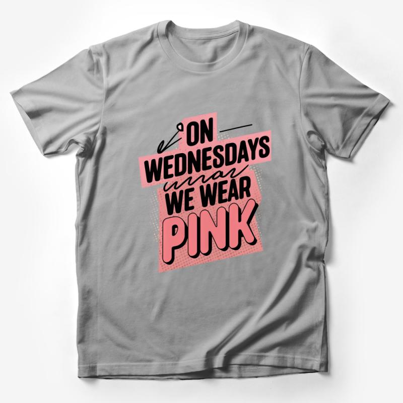 On Wednesdays We Wear Pink T-Shirt, Graphic Tee for Women, Trendy Movie Quote Shirt, Casual Feminine Top, Gift for Her Male T-Shirt