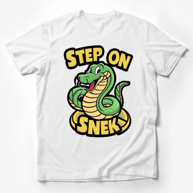 Funny Step On Snek Meme T-Shirt, Cartoon Snake Graphic Tee, Unisex Casual Shirt, Gift for Reptile Lovers Male T-Shirt