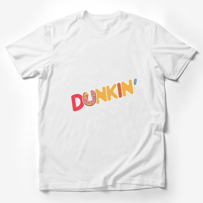 Colorful Playful Font T-Shirt, Fun Casual Doughnut Graphic Tee, Unisex Fashion Top, Hip Streetwear Clothing, Gift for Foodies Male T-Shirt