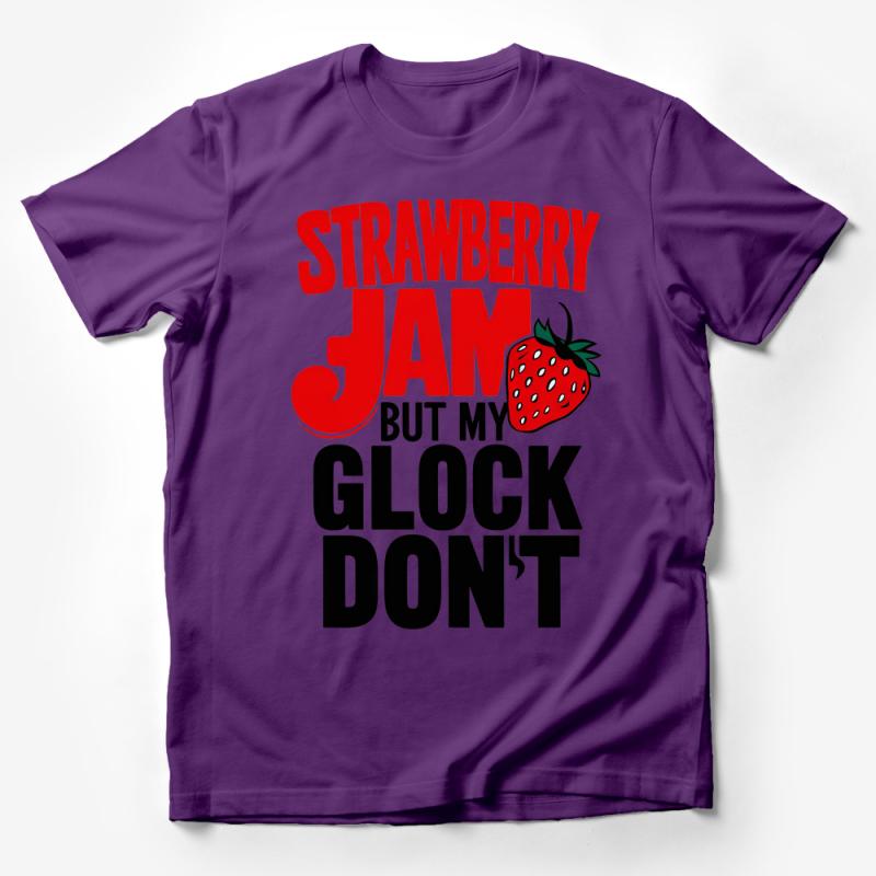 Funny Strawberry Jam Glock T-Shirt, Unisex Graphic Tee, Fruit Gun Humor Shirt, Casual Novelty Tee Male T-Shirt