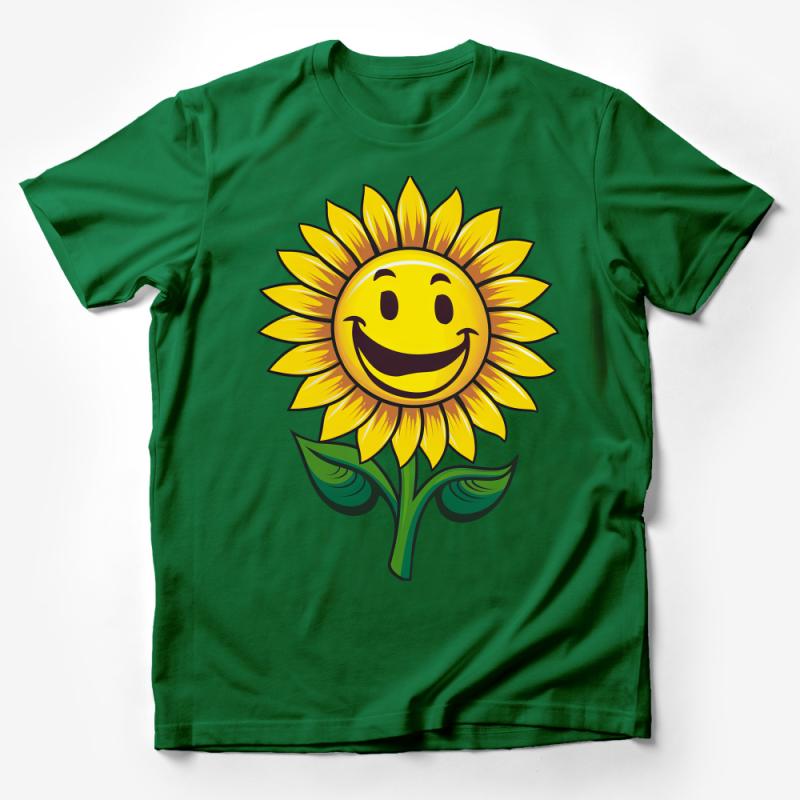 Smiling Sunflower Graphic T-Shirt, Happy Face Flower Tee, Unisex Summer Casual Shirt, Nature Inspired Apparel, Garden Lover Gift Idea Male T-Shirt