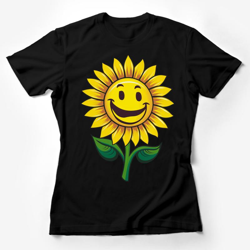 Smiling Sunflower Graphic T-Shirt, Happy Face Flower Tee, Unisex Summer Casual Shirt, Nature Inspired Apparel, Garden Lover Gift Idea Female T-Shirt