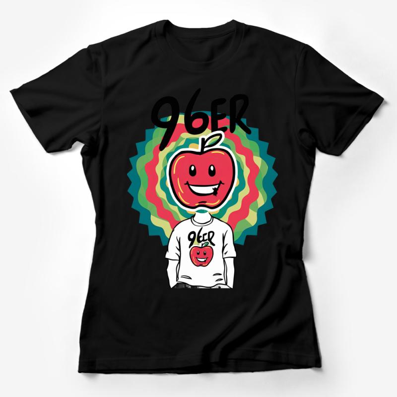 Vintage 96er Apple Graphic Tee, Retro Inspired Bold Print Unisex T-Shirt, Casual Streetwear Fashion, Cool Hipster Top Female T-Shirt